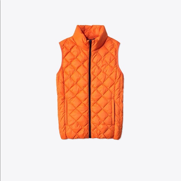 Tory Burch Jackets & Blazers - Tory Sport Orange Quilted Down Vest XL